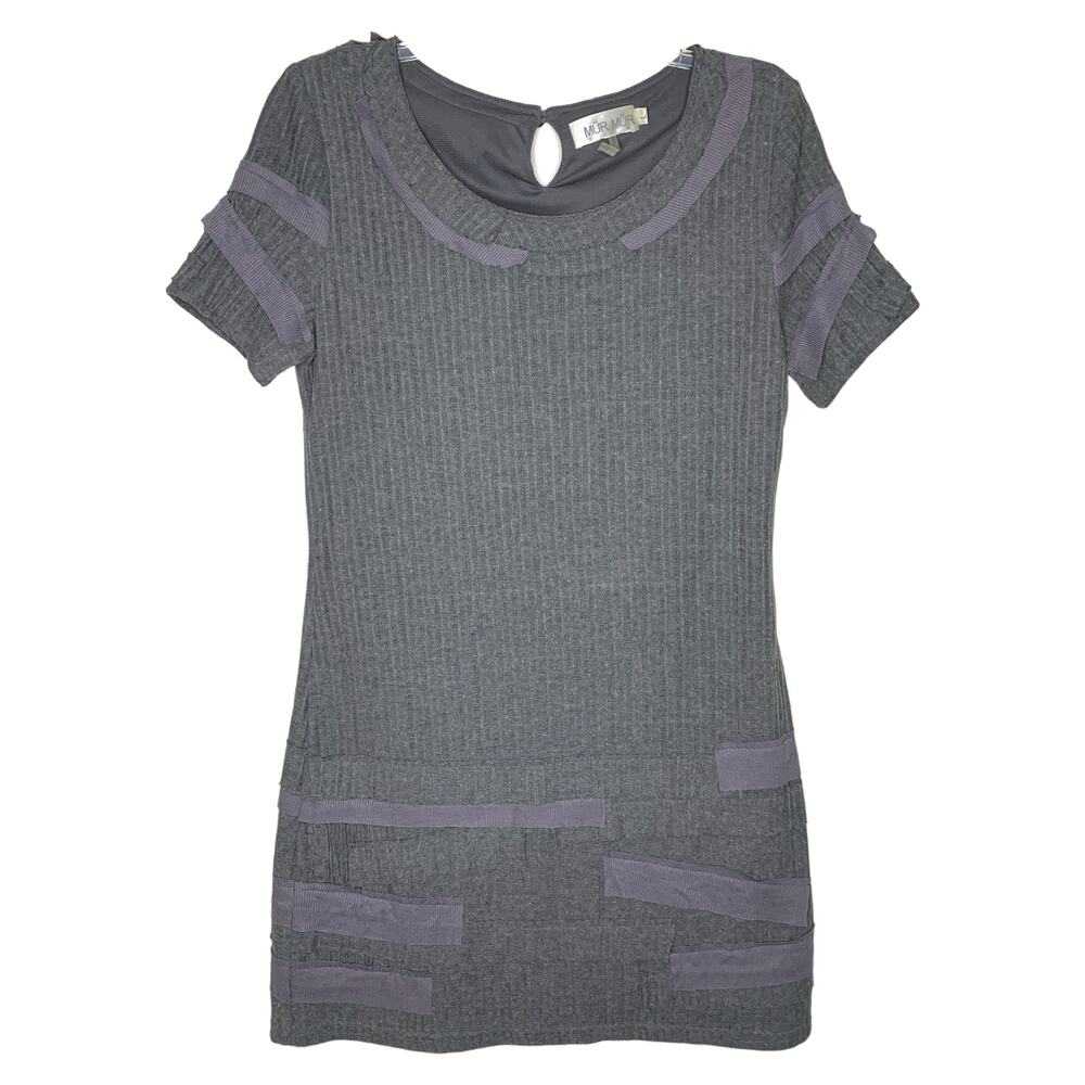 Mur Mur Grey Knit Short Sleeve Sweater Mini Dress Large